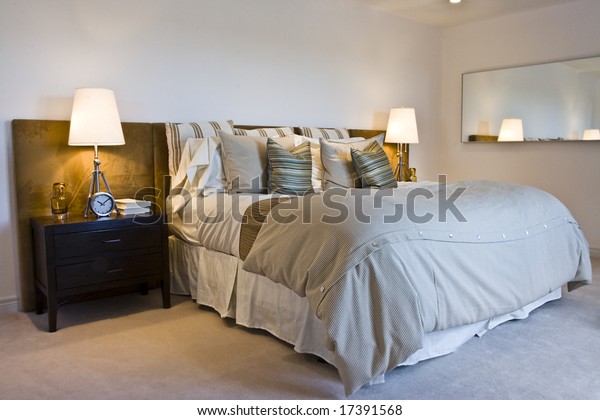 Well Decorated Generic Looking Bedroom Plain Stock Photo