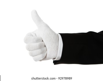 Well dressed hand showing thumbs up isolated on white background