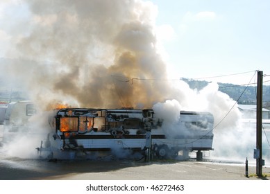 Well Involved Fire In A Travel Trailer Being Used As A Residence In Nebo Mobile Home Park, Roseburg OR $20,000 Damage 4 People Left Homeless Due To Space Heater Too Close To Combustibles