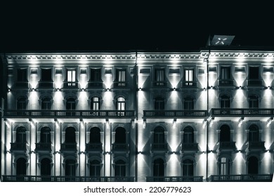 Well Lit Building Facade At Night