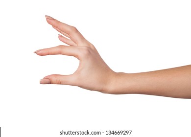 Well Shaped Female Hand Reaching For Something Isolated On A White Background