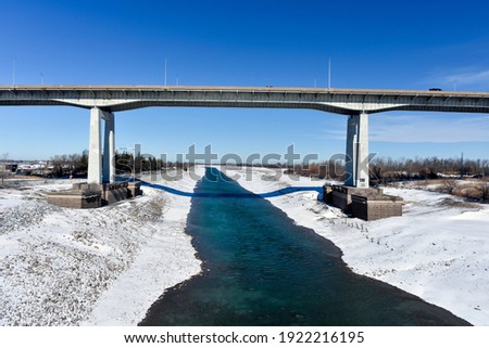 The Welland Canal seen while closed and drained for annual winter maintenance.