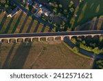 The Welland Viaduct crosses the valley of the River between Harringworth in Northamptonshire in Rutland