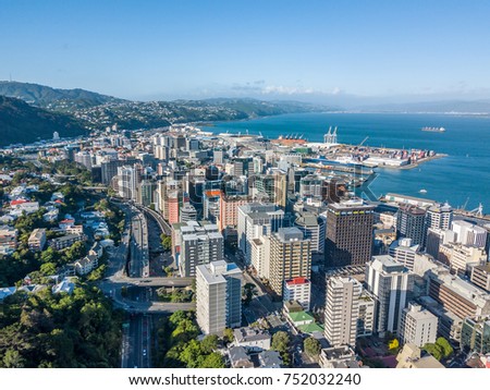 Wellington City Central Business District Aerial Point Of View 