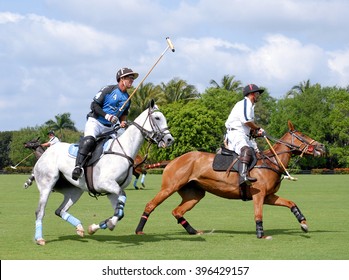 WELLINGTON, FLORIDA - March 26, 2016: Saturday match between Goose Creek and Airstream at the Isla Carroll field at the beautiful International Polo Club of Palm Beach in Wellington, Florida