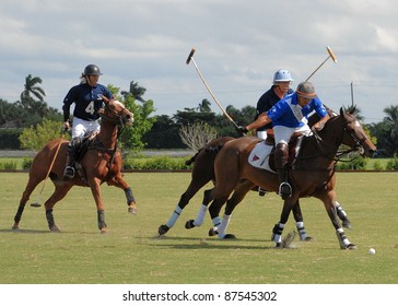 WELLINGTON, FLORIDA - OCTOBER 23:  Consolation final of the Pedro Morrison Memorial Cup between Newport and Elangeni Ranch at Grand Champions Polo Club on October 23, 2011 in Wellington, Florida.