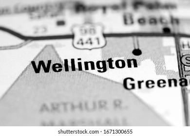 Wellington. Florida. USA on a map