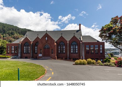 Wellington, New Zealand - 28 December 2019: The "Gabriel Block" (used as school hall) of the St. Mary's College, a secondary all-girls school of the Congregation of the "Sisters of Mercy New Zealand"