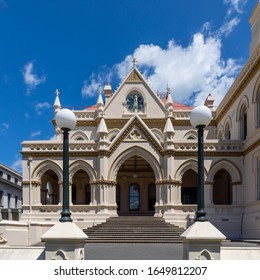 Wellington, New Zealand - 28 December 2019: The New Zealand Parliamentary Library,  designed in Gothic revival style and completed in 1899.