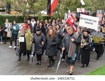 Wellington, New Zealand, July 30 2019: Protest/rally To New Zealand's Parliament About Oranga Tamariki's (Ministry For Children) Uplift Of Children From Maori Families. Indigenous Rights.