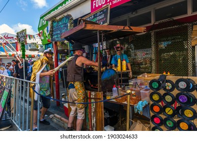 Wellington, New Zealand - March 25, 2018: Fantastic Food, Drink And Live Bands At Cuba Dupa Festival 2018 In Wellington, New Zealand.