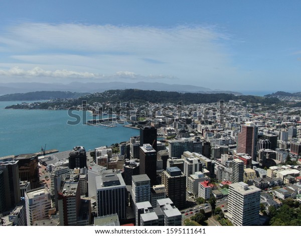 Wellington, North Island / New Zealand - December\
20, 2019: The landmarks and cityscape around Wellington, the\
capital of New\
Zealand