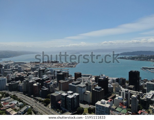 Wellington, North Island / New Zealand - December\
20, 2019: The landmarks and cityscape around Wellington, the\
capital of New\
Zealand