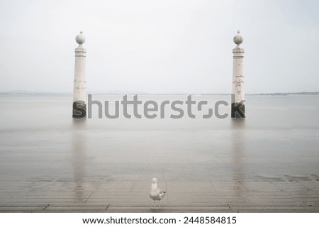 Well-known place in Lisbon at terreiro do paaço quay of columns