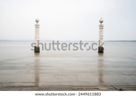 Well-known place in Lisbon at terreiro do paaço quay of columns