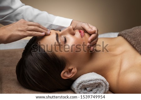 Similar – Image, Stock Photo acupressure Face Healthy