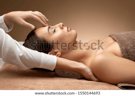 Similar – Image, Stock Photo acupressure Face Healthy