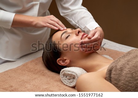 Similar – Image, Stock Photo acupressure Face Healthy