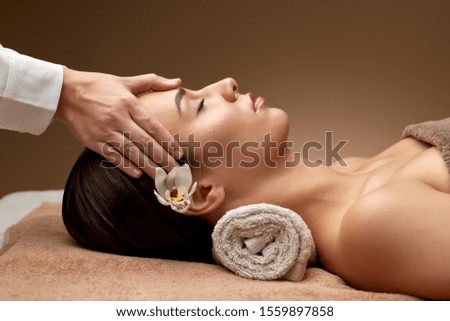 Similar – Image, Stock Photo acupressure Face Healthy