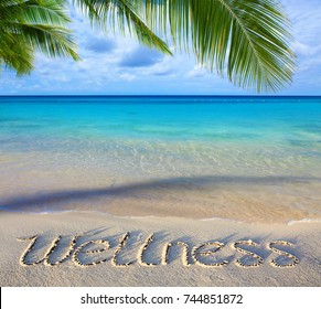 Wellness Concept Written On Sand.