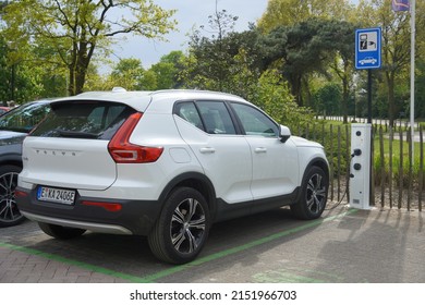 Well,Netherlands-April 30,2022: Volvo XC40 Under Recharging Battery Is A Compact Luxury Crossover SUV, A Battery Electric Vehicle Model Was Released In 2020 As The XC40 Recharge