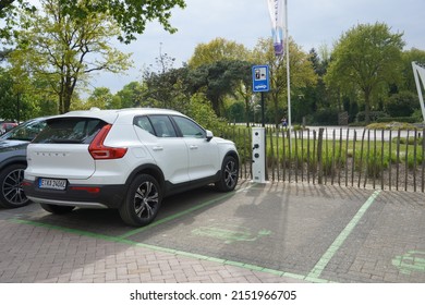 Well,Netherlands-April 30,2022: Volvo XC40 Under Recharging Battery Is A Compact Luxury Crossover SUV, A Battery Electric Vehicle Model Was Released In 2020 As The XC40 Recharge