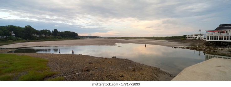 Wells, ME, USA - July 23, 2020: Lagoon at the Ogunquit River estuary, view at sunset