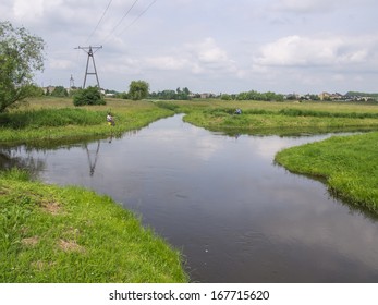 Welna And Nielba River Bifurcation In Wagrowiec, Poland