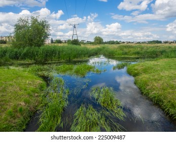 Welna And Nielba River Bifurcation In Wagrowiec, Poland