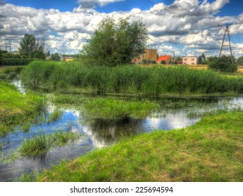 Welna And Nielba River Bifurcation In Wagrowiec, Poland