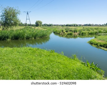 Welna And Nielba River Bifurcation In Wagrowiec, Poland