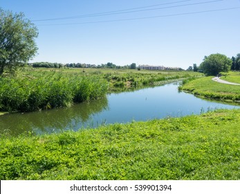 Welna And Nielba River Bifurcation In Wagrowiec, Poland