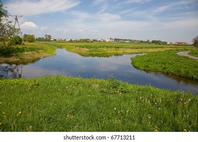 Welna And Nielba River Bifurcation In Wagrowiec, Poland