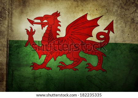 Welsh flag. Grunge effect