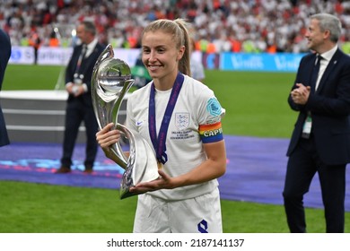 Wembley Stadium, London, England - 31 July 2022: Leah Williamson Holding The Women's European Championship Trophy After Winning With England 