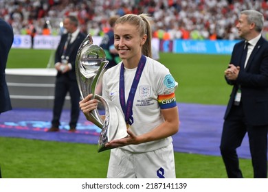 Wembley Stadium, London, England - 31 July 2022: Leah Williamson Holding The Women's European Championship Trophy After Winning With England 