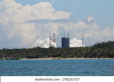 Wenchang, Hainan, China - 07/23/20: China's Mars Mission, Tianwen-1 Launches From Wenchang, Hainan, China