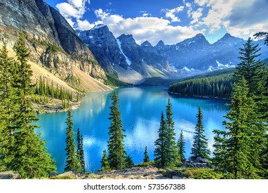 Wenkchemna Peaks Reflection on Moraine Lake, Banff, Rocly Mountain, Canada - Powered by Shutterstock