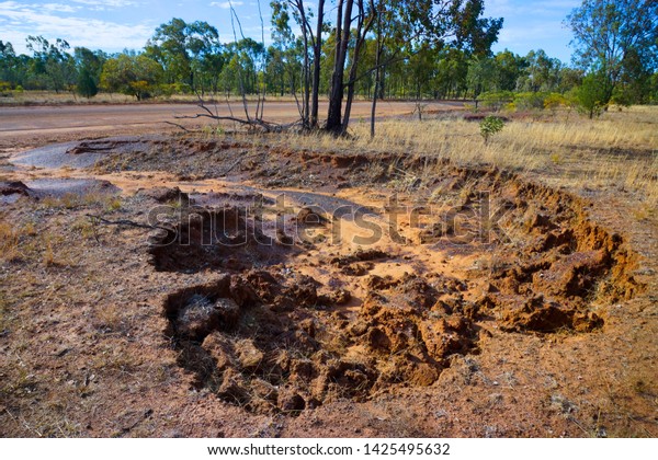 Weranga Queensland Australia Gully Headward Erosion Stock Photo (Edit