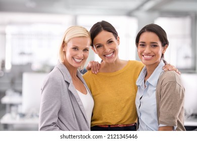 We're The Team You Need. Cropped Portrait Of Three Businesswomen Standing In The Office.