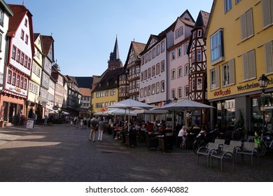 WERTHEIM, GERMANY - SEP 13, 2016 - Main plaza of the small town of  Wertheim, Germany