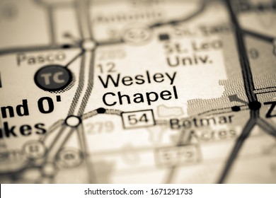 Wesley Chapel. Florida. USA On A Map