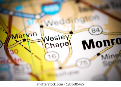 Wesley Chapel. North Carolina. USA On A Map