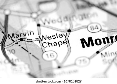 Wesley Chapel. North Carolina. USA On A Map