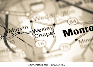 Wesley Chapel. North Carolina. USA On A Map