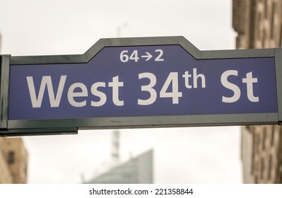 West 34th Street Sign In Manhattan - New York City.