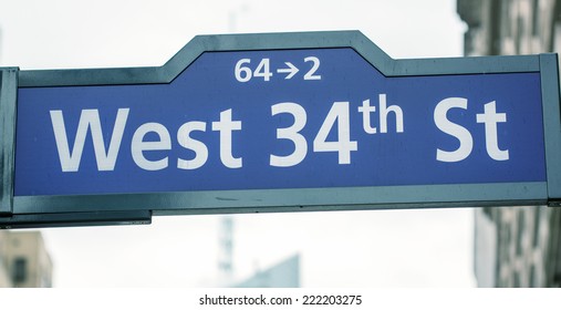 West 34th Street Sign In Manhattan - New York City.