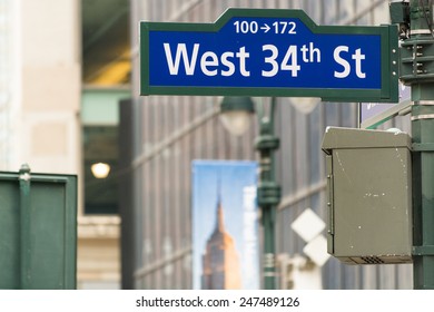 West 34th Street Sign In New York City.