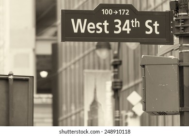 West 34th Street Sign In New York City.