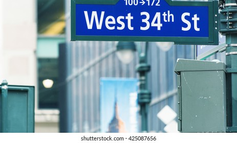 West 34th Street Sign In New York City.